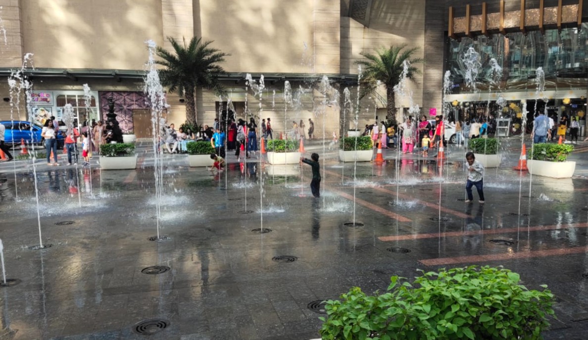 Interactive fountain at Vegas Mall Delhi landscape visual